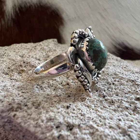 ❤️ Kingman Turquoise 925 Decorative Southwestern Size 6 Ring 4.1 Gm - Picture 3 of 15